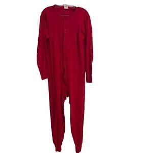 Vintage St John's Red Smooth Cotton Union Suit Mens Large